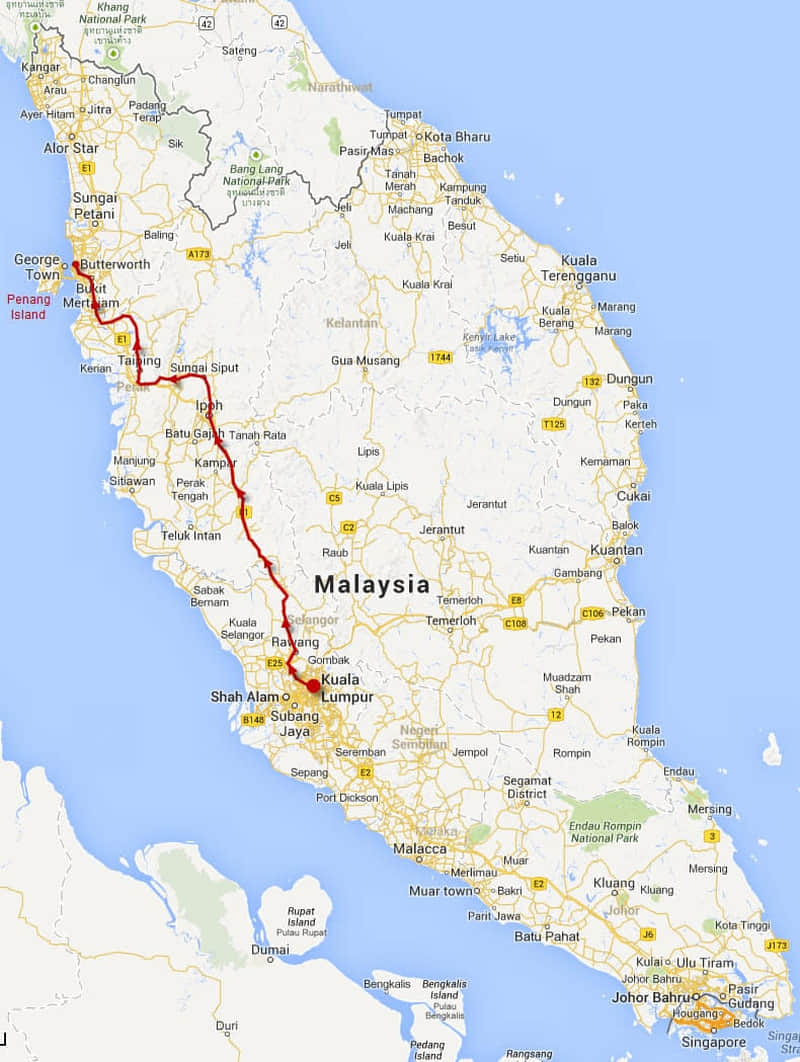 馬來西亞吉隆坡火車往北海市 (Butterworth) 路線
